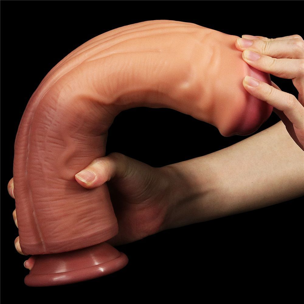 Фалоімітатор - Dual-Layered Silicone Cock 12" Brown, Коричневий