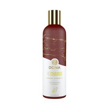 Натуральна масажна олія DONA Recharge - Lemongrass & Gingerl (120 мл) з ефірними оліями