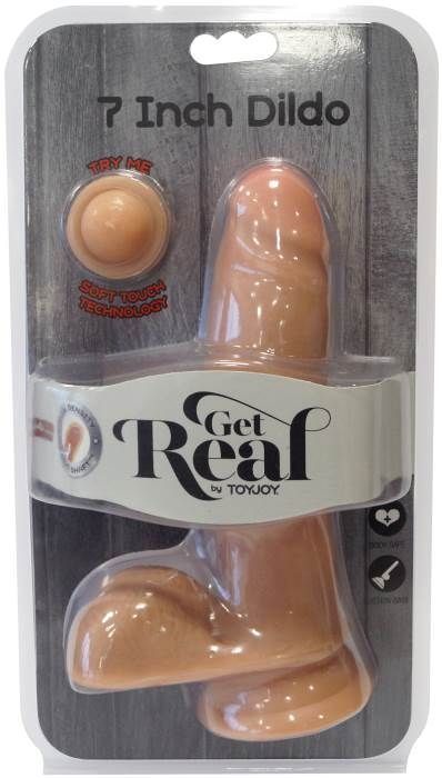 Фаллоимитатор Get Real 7&Prime; &mdash; двойная плотность, с мошонкой, телесный