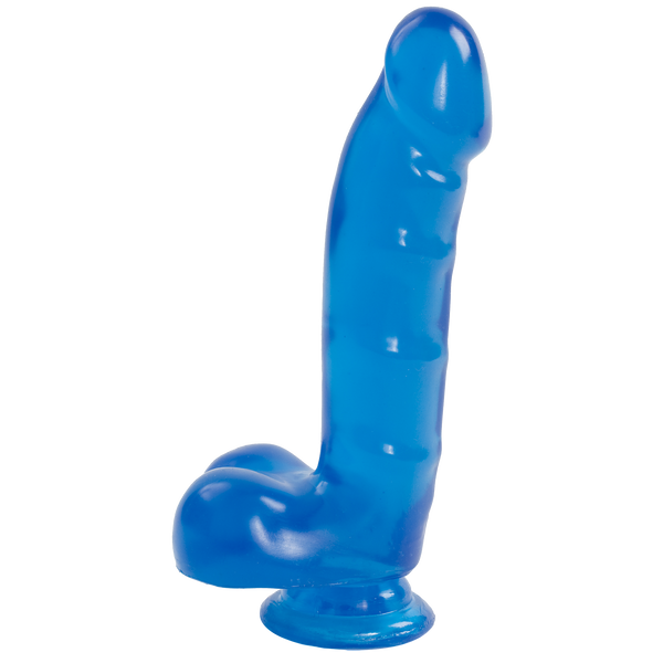 Фалоімітатор Doc Johnson Jelly Jewels Cock & Balls Blue, діаметр 3,6см, антибактеріальний ПВХ