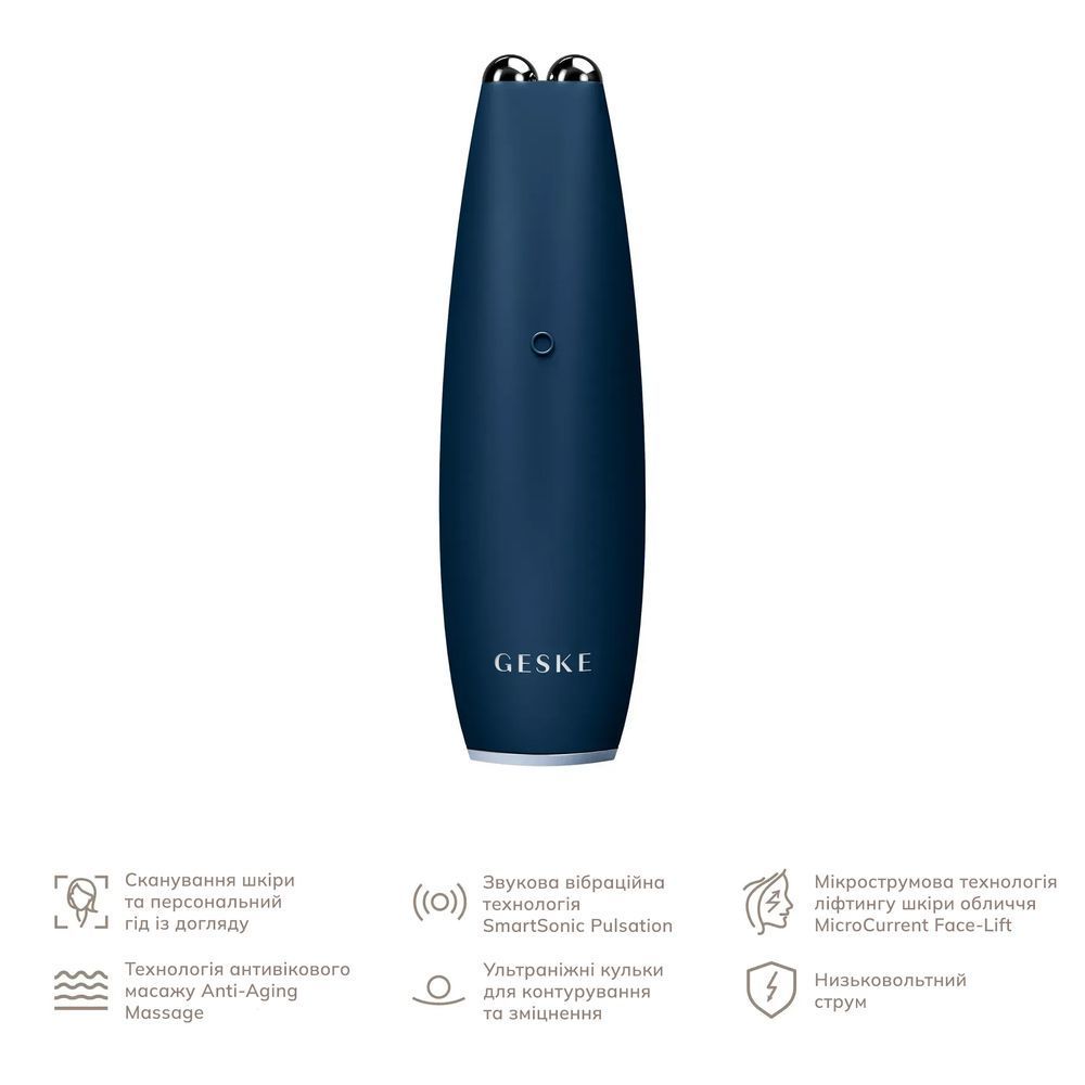 Мікрострумова ручка для підтяжки шкіри обличчя GESKE MicroCurrent Face-Lift Pen 6в1 magenta, Синий