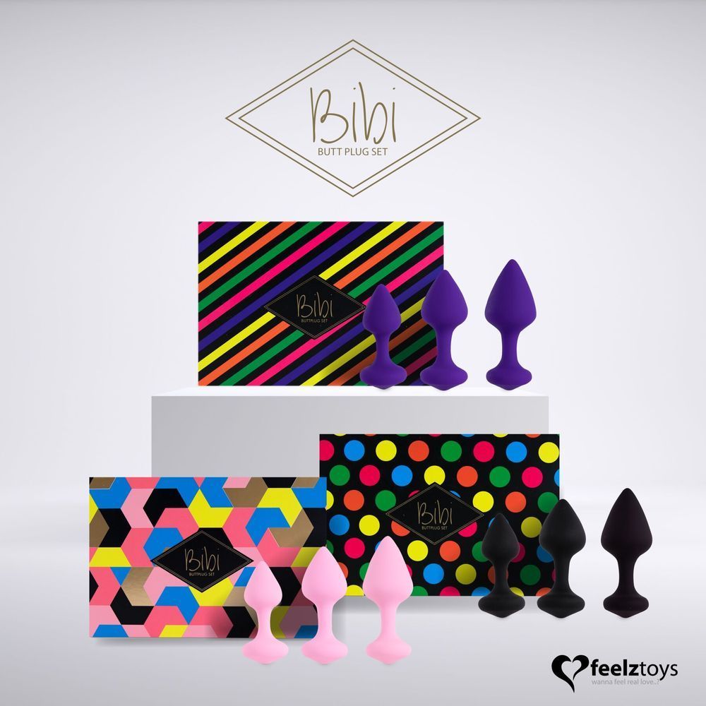 Набор силиконовых анальных пробок FeelzToys - Bibi Butt Plug Set 3 pcs Purple, Фиолетовый