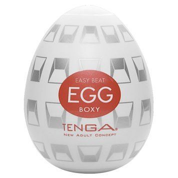 Мастурбатор-яйце Tenga Egg Boxy з геометричним рельєфом, Білий