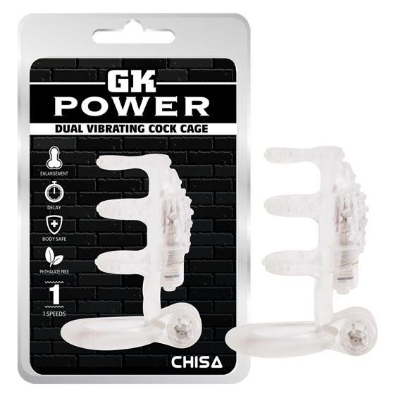 Насадка на член - GK Power Dual Vibrating Cock Cage Clear