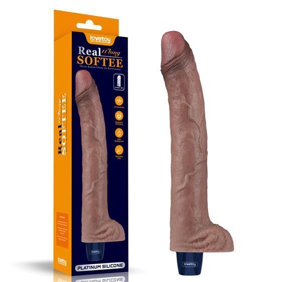 Вібратор Lovetoy Real Softee 11 Platinum Silicone, коричневий, Коричневий