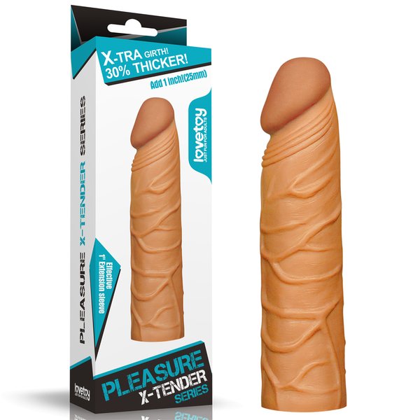 Насадка на пенис Pleasure X-Tender Penis Sleeve Brown Add 1"