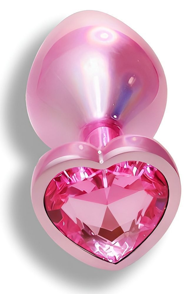 Анальна пробка з кристалом EGZO - Pink Perl Heart Plug Pink, size S, Рожевий