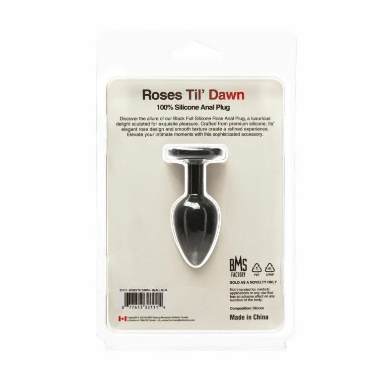 Анальная пробка Roses Til' Dawn Silicone Anal Plug Small, черная, Черный