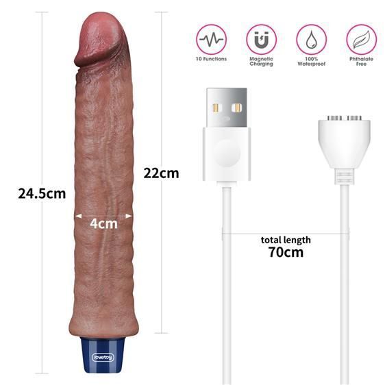 Вібратор Lovetoy Real Softee 9.5 Platinum Silicone, коричневий, Коричневий