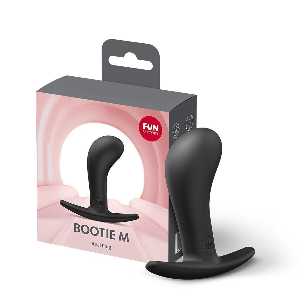 Анальна пробка Fun Factory BOOTIE M Black, діаметр 3,3 см, тонкий обмежувач, Черный