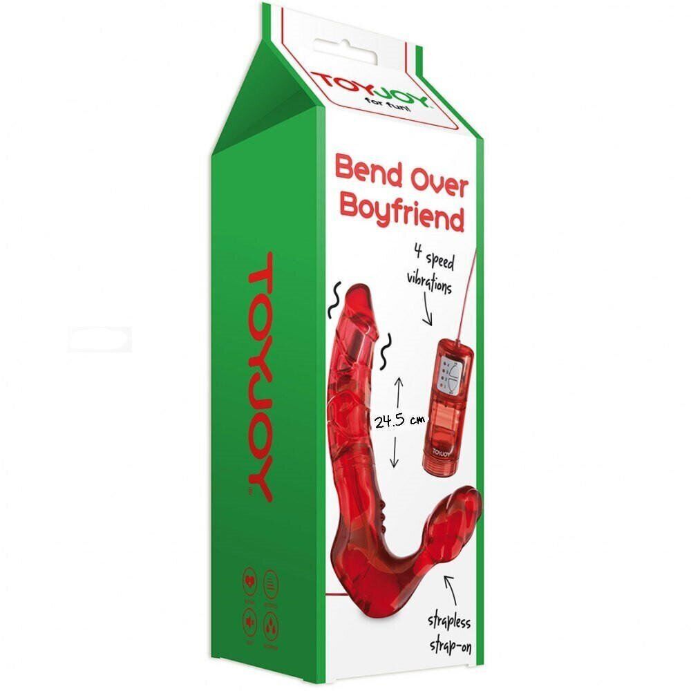 Безремневой страпон з вібрацією Toy Joy Bend Over Boyfriend Red