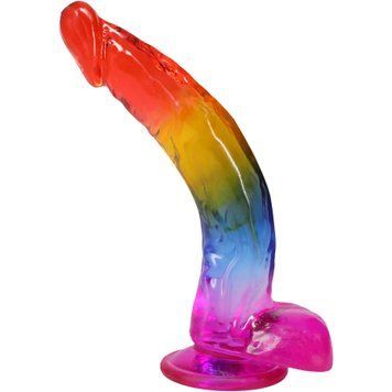 Фаллоимитатор Doc Johnson Crystal Jellies - 9.5 Inch Dildo - Rainbow, Красный