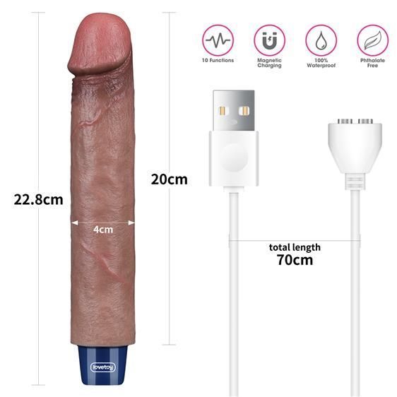 Вібратор Lovetoy Real Softee 9 Platinum Silicone, коричневий, Коричневий