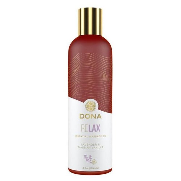 Натуральна масажна олія DONA Relax - Lavender & Tahitian Vanilla (120 мл) з ефірними оліями