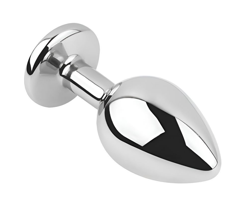 Анальная пробка с кристаллом EGZO - Silver Round Plug Green size S, Серебристый