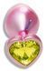 Анальна пробка з кристалом EGZO - Pink Perl Heart Plug Lime, size S, Рожевий