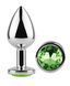 Анальная пробка с кристаллом EGZO - Silver Round Plug Green size S, Серебристый