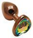 Анальна пробка з кристалом EGZO - Dark Gold Heart Plug Rainbow, size S, Золотий