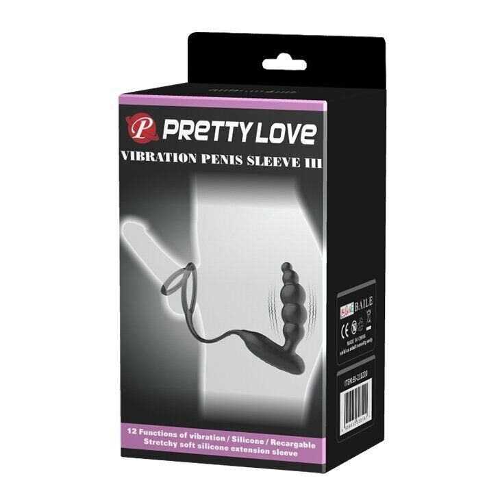 Эрекционное кольцо с анальным вибро стимулятором Pretty Love VIBRATION PENIS SLEEVE III