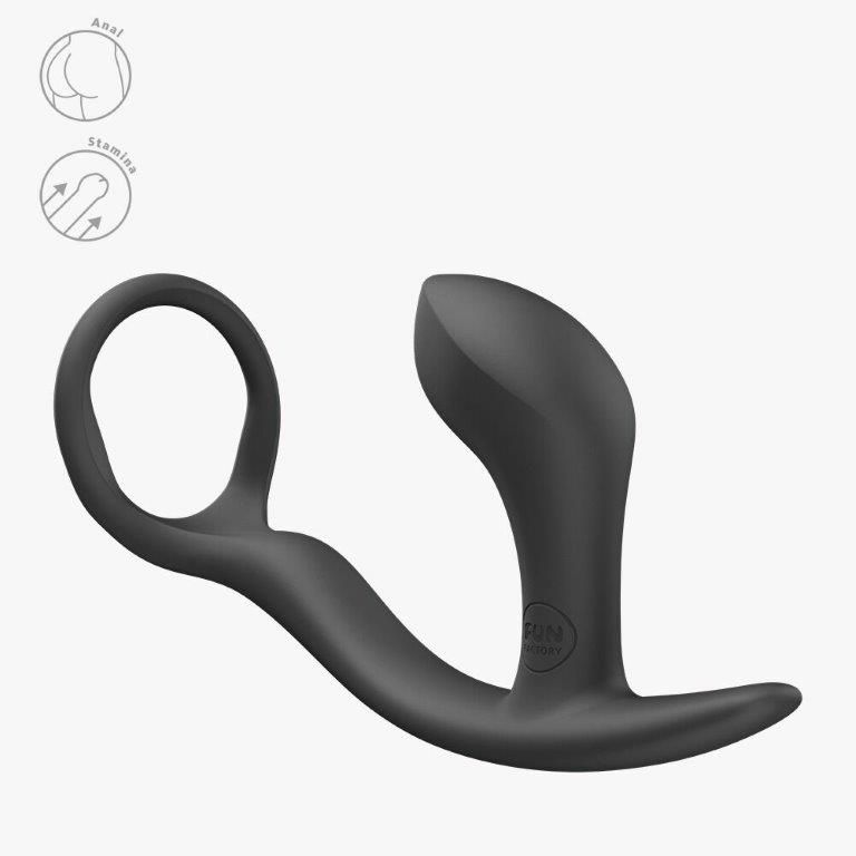 Анальная пробка с эрекционным кольцом Fun Factory Bootie Ring Black, Черный