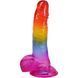 Фаллоимитатор Doc Johnson Crystal Jellies - Realistic cock with balls 8.5 Inch - Rainbow, Красный
