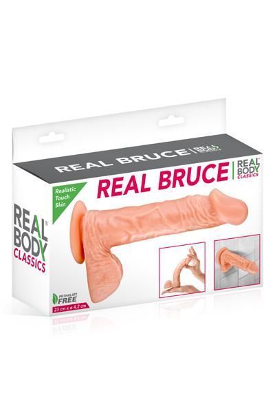 Фалоімітатор Real Body - Real Bruce Flesh, TPE, діаметр 4,2см