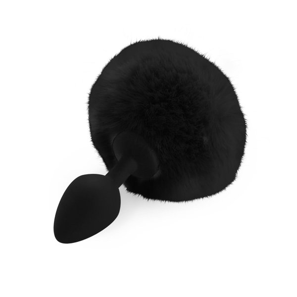 Силіконова анальна пробка М Art of Sex - Silicone Bunny Tails Butt plug, колір Чорний, діаметр 3,5 см