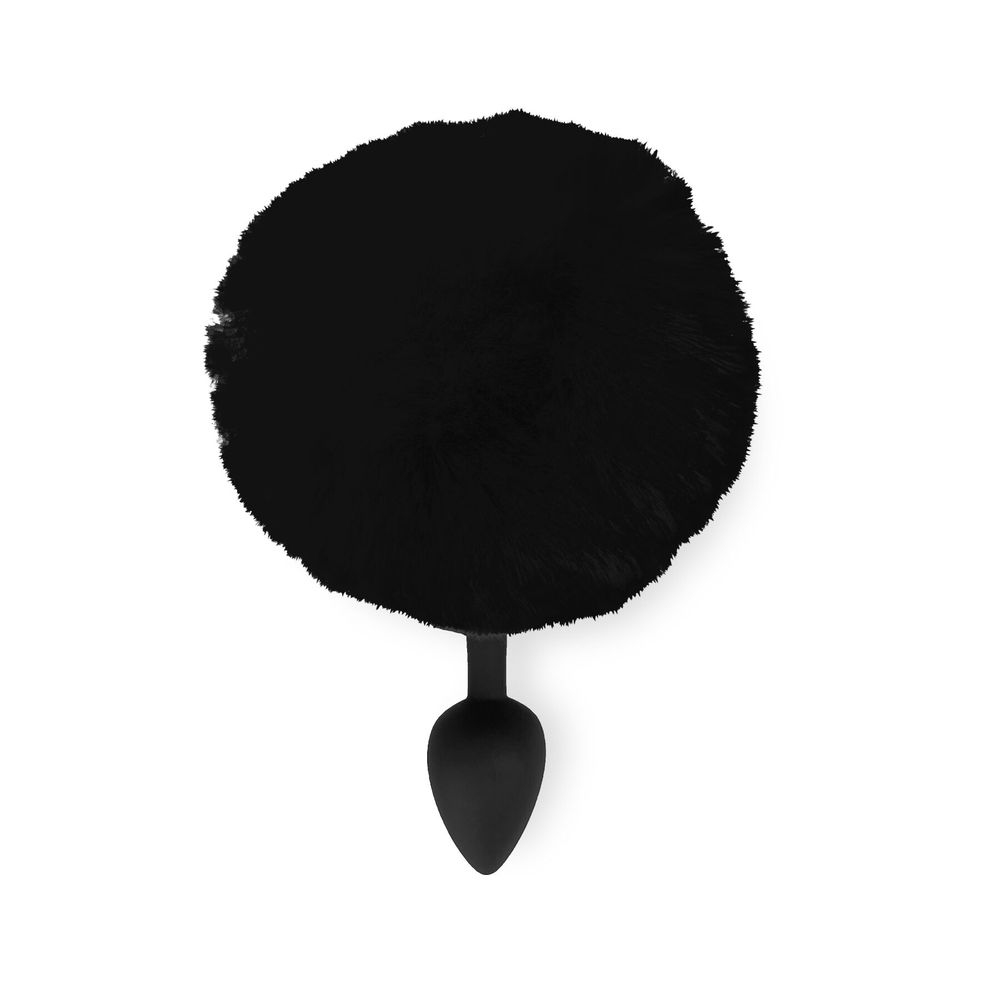 Силиконовая анальная пробка М Art of Sex - Silicone Bunny Tails Butt plug, цвет Черный, диаметр 3,5 см