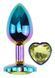 Анальная пробка с кристаллом EGZO - Multicolor Heart Plug Lime size M, Мультиколор