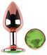Анальна пробка з кристалом EGZO - Rose Gold Round Plug Green size M, Розовое золото