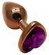 Анальна пробка з кристалом EGZO - Dark Gold Heart Plug Purple, size S, Золотий
