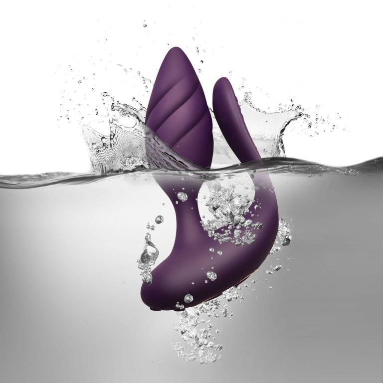 Анально-вагінальний вібратор для пар Rocks Off Cocktail Purple, пульт ДК, Фіолетовий