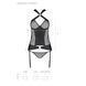 Сетчатый комплект корсет с халтером, съемные подвязки и трусики Amanda Corset black XXL/XXXL - Passi
