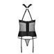 Сетчатый комплект корсет с халтером, съемные подвязки и трусики Amanda Corset black XXL/XXXL - Passi