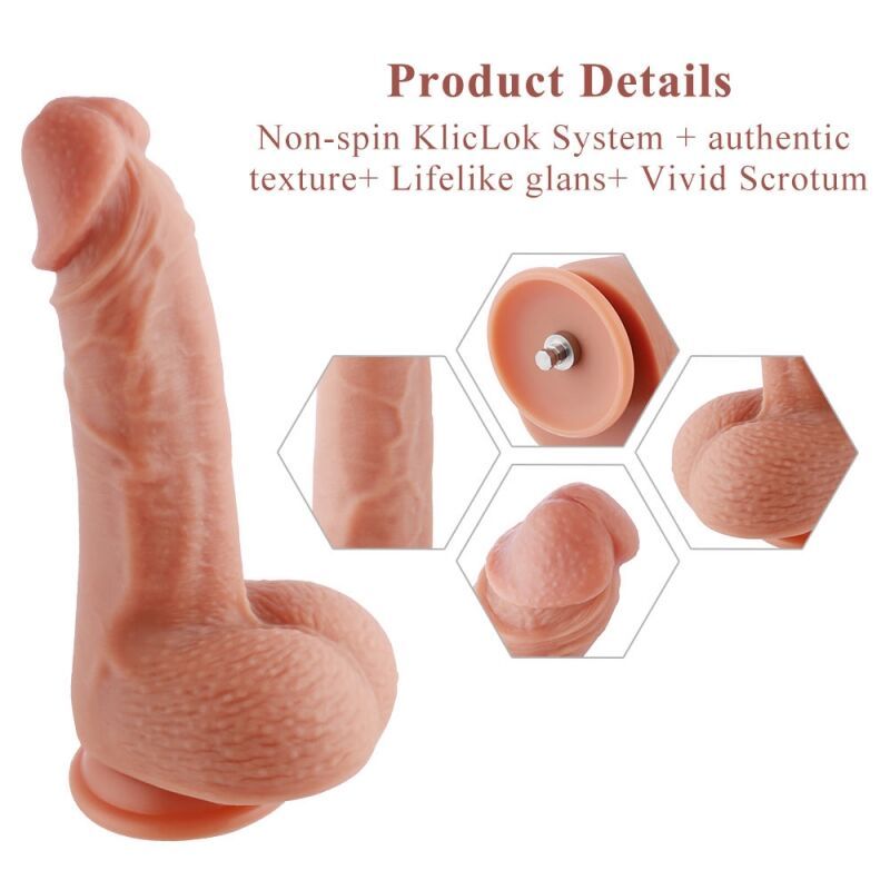 Ультрареалістичний фалоімітатор для секс-машин Hismith 8.3″ 2-layers Silicone Flesh Dildo
