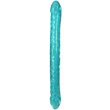 Фаллоимитатор двусторонний Doc Johnson Crystal Jellies Double Dong, Голубой