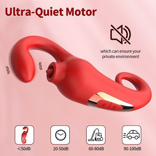 Вібратор - Merfi, 10 Vibration Functions, 10 Frequency Tongue Licking USB, Червоний