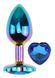 Анальная пробка с кристаллом EGZO - Multicolor Heart Plug Blue size M, Мультиколор