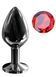 Анальна пробка з кристалом EGZO - Dark Gray Round Plug Red, size M, Темное серебро