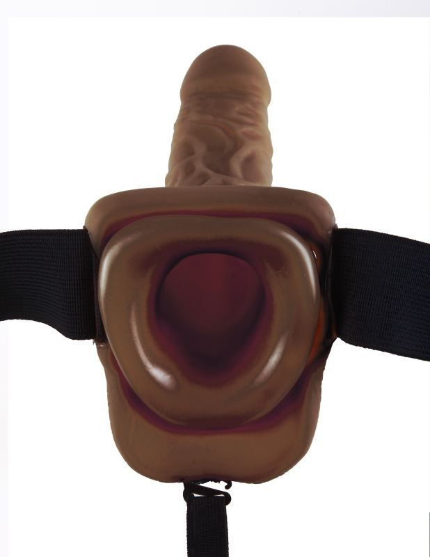 Полый страпон Hollow Strap-On 9" Brown with Balls от Pipedream
