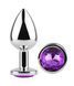 Анальная пробка с кристаллом EGZO - Silver Round Plug Purple size M, Серебристый