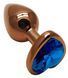 Анальная пробка с кристаллом EGZO - Dark Gold Heart Plug Blue, size S, Золотой