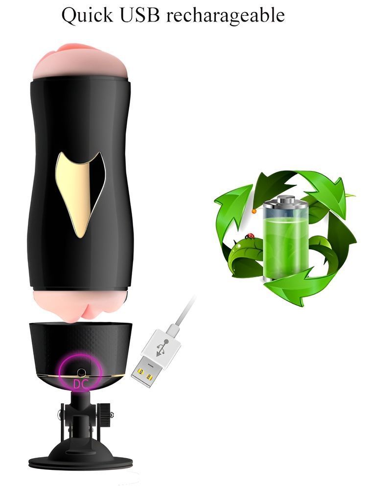 Двосторонній мастурбатор з вібрацією та звуковим супроводом Foxshow Double-Sided Vibrating Masturbation Cup KQ Black, WYS-KQ Black, Черный