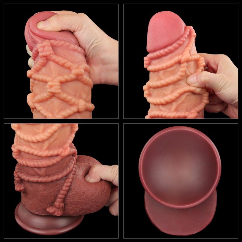 Фалоімітатор - Dual-Layered Silicone Cock With Rope 9.5" Flesh
