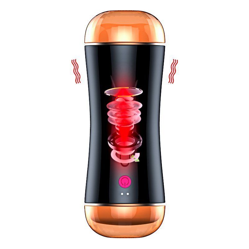 Мастурбатор с двумя входами и вибростимуляцией BOSS Vibrating Masturbation Cup USB 10 function + Interactive Function