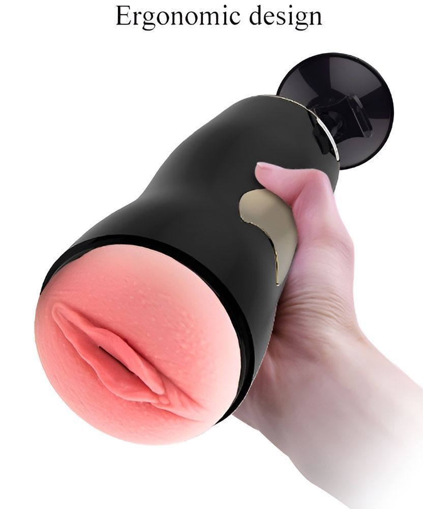Двосторонній мастурбатор з вібрацією та звуковим супроводом Foxshow Double-Sided Vibrating Masturbation Cup KQ Black, WYS-KQ Black, Черный