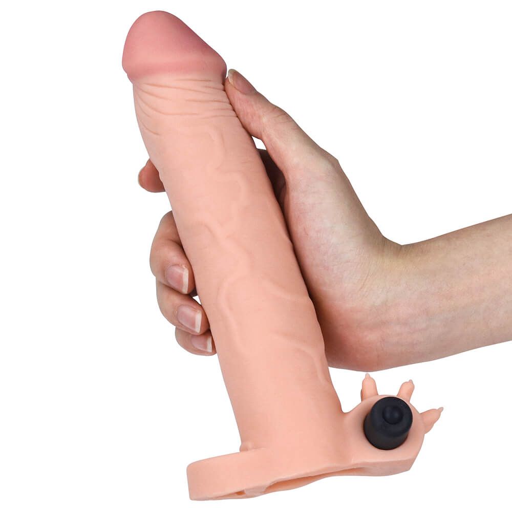 Подовжуюча насадка на пеніс Pleasure X-Tender Vibrating Penis Sleeve Add 3 "Flesh