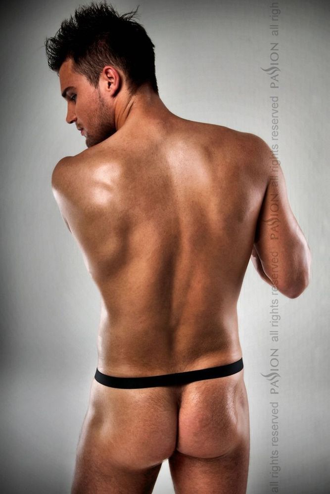 Чоловічі стрінги із блискучим гульфіком Passion 015 THONG silver S/M