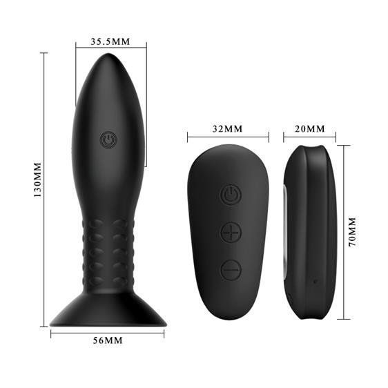 Анальный стимулятор с вибрацией и пультом ДУ Mr.Play Rotation Beads Anal Plug, Черный