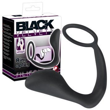 Анальный стимулятор с эрекционным кольцом - Black Velvets Ring & Plug, Черный